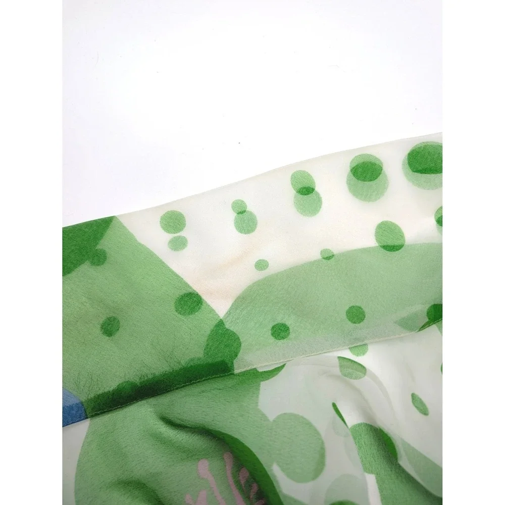 Vintage 1970s Green Chiffon Maxi Dress & Cape Set Polka Dot Floral Boho S XS